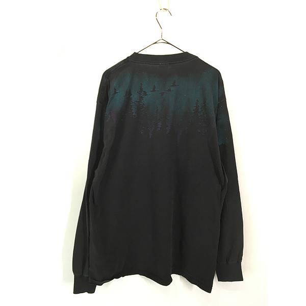 古着 00s オオカミ ウルフ アニマル 長袖 Tシャツ ロンT XL