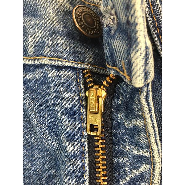 古着 70s Levi's 646-0217 ヒゲ 縦落ち ブルー デニム ベルボトム
