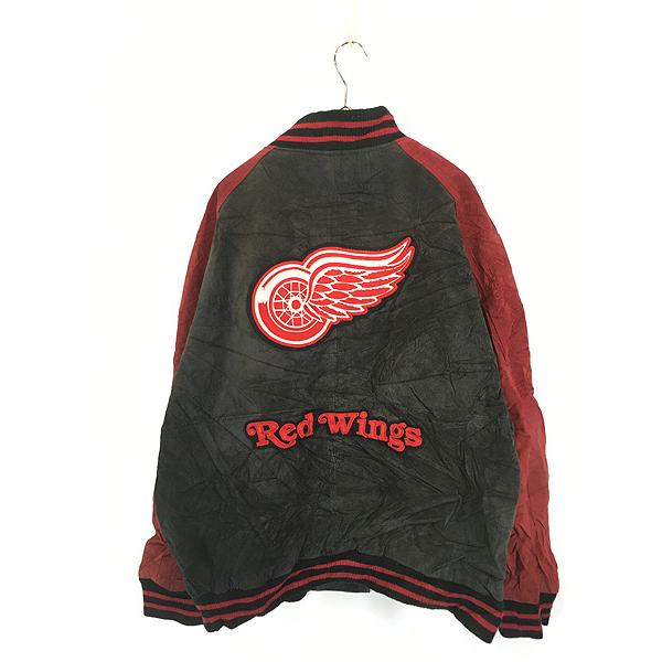 古着 NHL Detroit Red Wings レッドウィングス 本革 オール スエード
