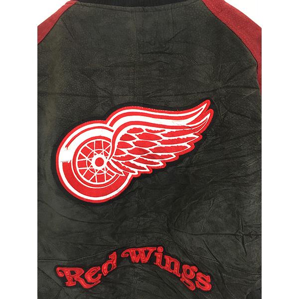 古着 NHL Detroit Red Wings レッドウィングス 本革 オール スエード