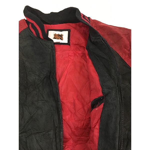 古着 NHL Detroit Red Wings レッドウィングス 本革 オール スエード