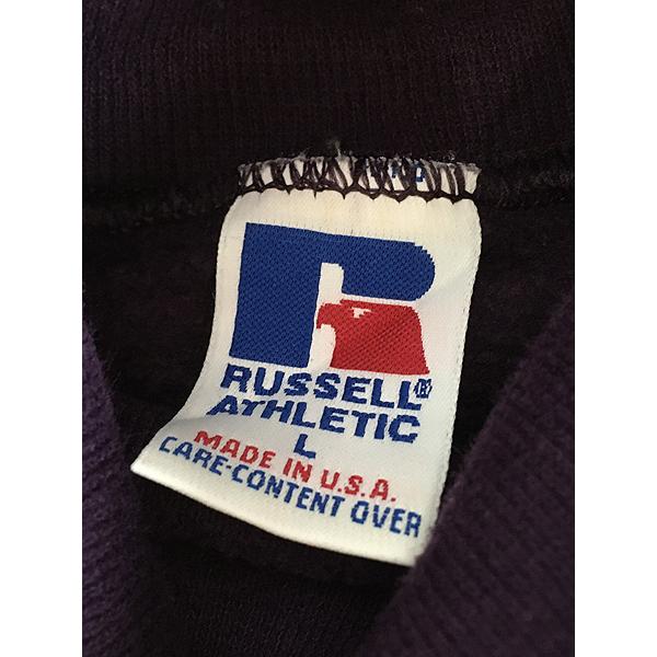 古着 90s USA製 Russell 無地 ソリッド 前V タートルネック スウェット