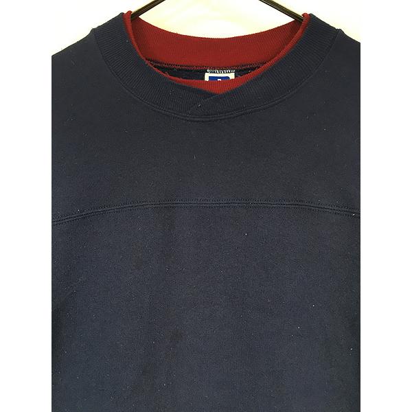 古着 90s USA製 Russell Wネック カップショルダー フットボール