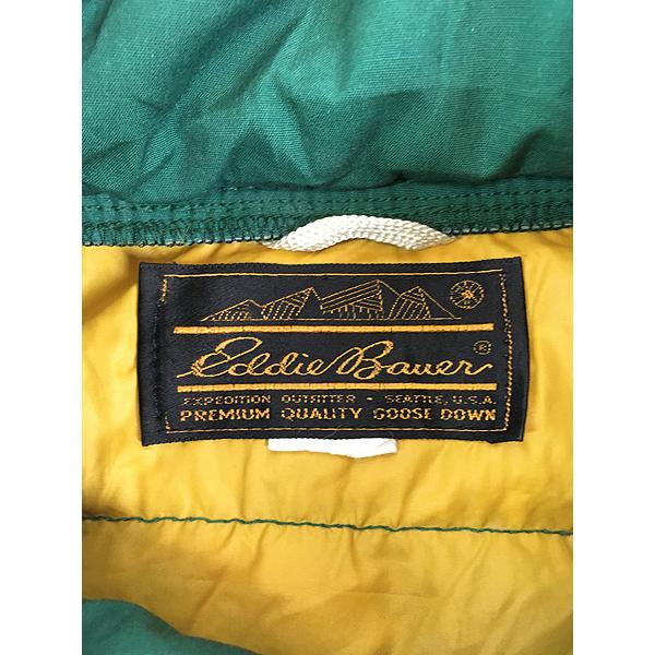 古着 80s Eddie Bauer コットン シェル グース ダウン ベスト グリーン