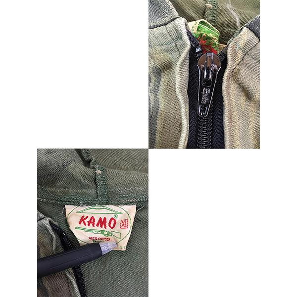 古着 70s USA製 KAMO ベトナム タイガー ストライプ カモ 迷彩 コットンサテン フーデッド ロング コート パーカー XL 古着 70s USA製 KAMO ベトナム タイガー ストライプ カモ 迷彩