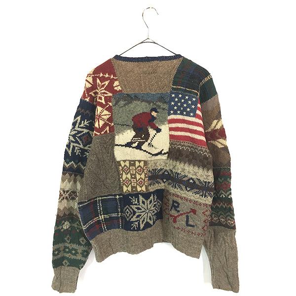 古着 90s Polo Ralph Lauren スキー 星条旗 雪 両面 マルチ パッチ  