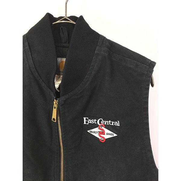 古着 90s Carhartt ブラック ダック 首リブ パデット ベスト M : 古着