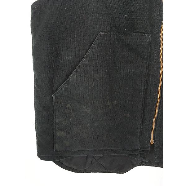 古着 90s Carhartt ブラック ダック 首リブ パデット ベスト M : 古着