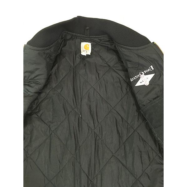 古着 90s Carhartt ブラック ダック 首リブ パデット ベスト M : 古着