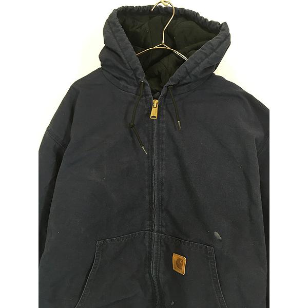 古着 Carhartt ネイビー ダック 防寒 パデット アクティブ パーカー