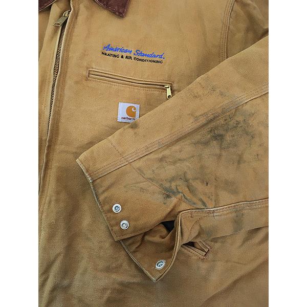古着 90-00s USA製 Carhartt 裏地 ストライプ ブランケット ブラウン