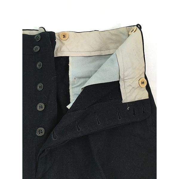 古着 50s サスペンダーボタン ブラック フランネル ウール スラックス