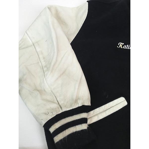 古着 90s USA製 DeLON 「N」 レタード 本革 レザー袖 メルトン ウール スタジアム ジャケット スタジャン L 古着 90s USA製 DeLON 「N」 レタード 本革 レザー袖 メルトン ウール