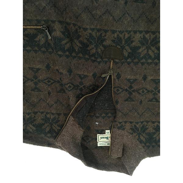 古着 80s Italy製 LL Bean ネイティブ スノーフレーク ボーダー ハーフジップ プルオーバー アルパカ ウール ニット セーター XL 古着 80s Italy製 LL Bean ネイティブ スノーフレーク ボーダー ハーフ