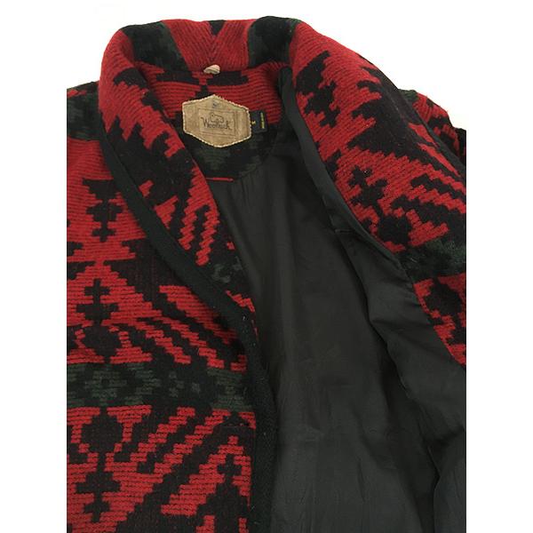 古着 80s USA製 WoolRich ネイティブ チマヨ 総柄 ショールカラー