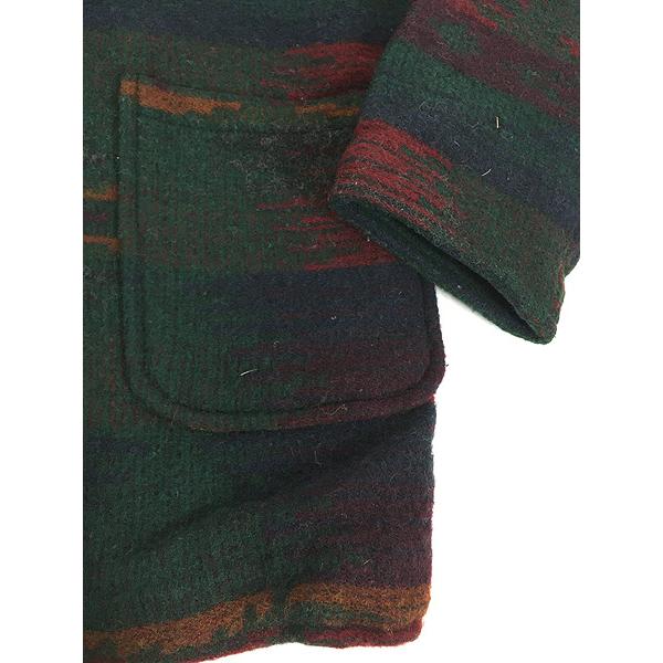 古着 90s USA製 WoolRich ネイティブ ボーダー 総柄 ショールカラー