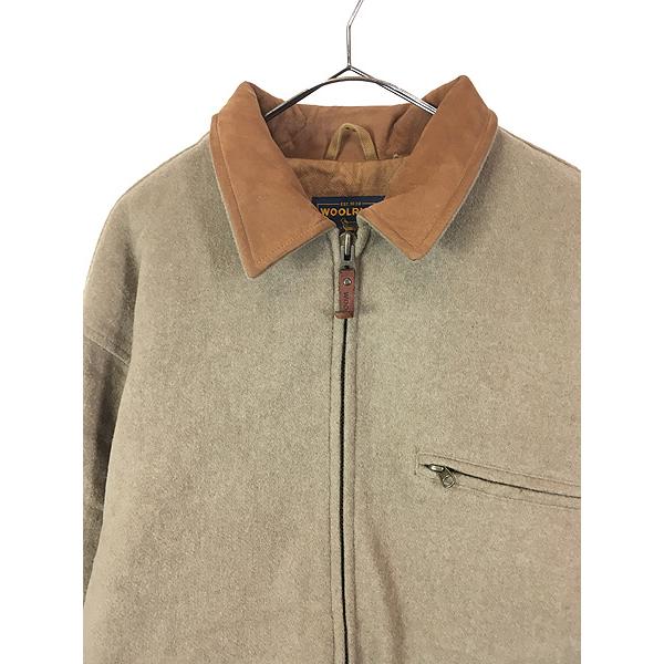 古着 00s WoolRich 「Wheat Heather」 本革 スエード襟 パデッド