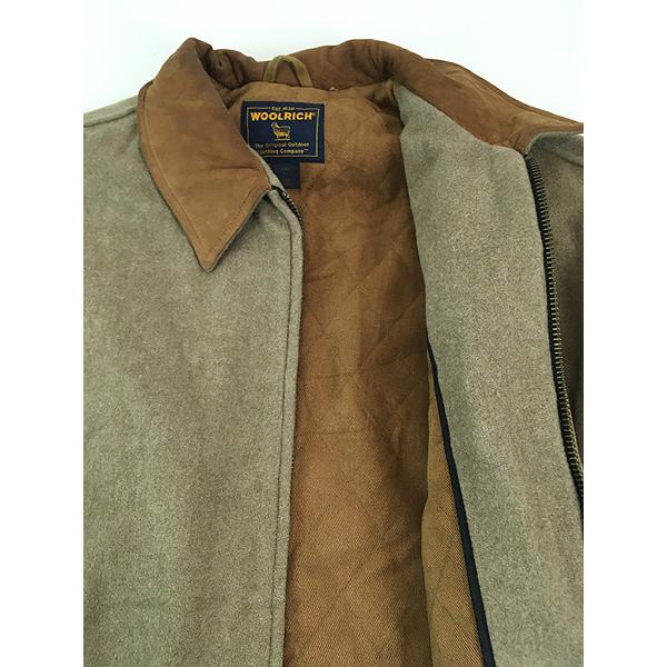schott×Woolrich ウールレザージャケット ナバホ柄　サイズ38 古着 00s WoolRich 「Wheat Heather」 本革 スエード襟 パデッド