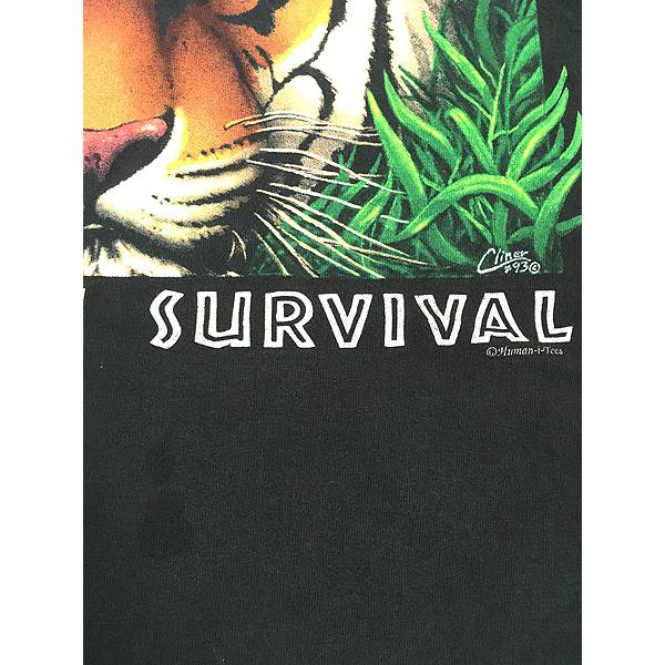 古着 90s USA製 Human-i-Tees 「EYE ON SURVIVAL」 トラ タイガー 長袖