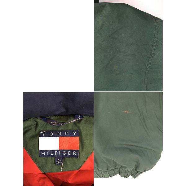 古着 90s TOMMY HILFIGER フラッグ ロゴ パッチ 2way ナイロン ダウン