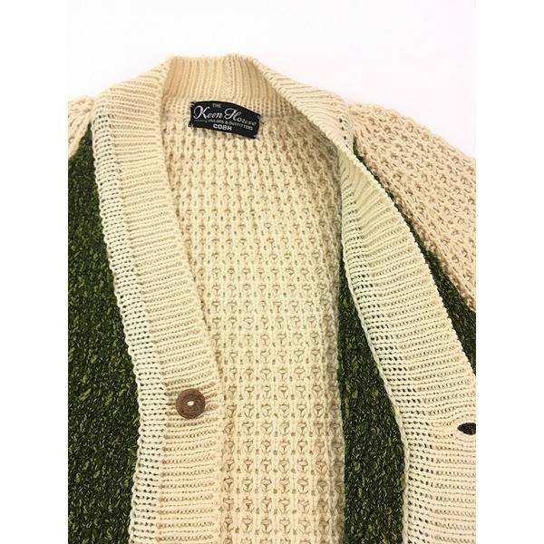 古着 60-70s The Keen House フロント 切替 2tone 畦編み ヘビー
