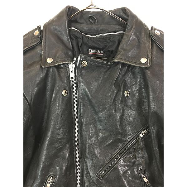古着 90s TANNERY WEST ハの字 本革 レザー ダブル ライダース