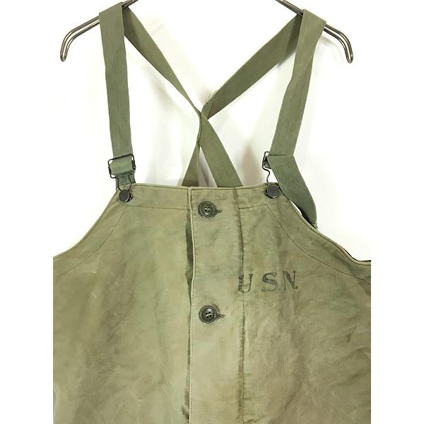 古着 40s 米軍 USN ステンシル ジャングルクロス N-1 デッキ パンツ オーバーオール M 古着 40s 米軍 USN ステンシル ジャングルクロス N-1 デッキ パンツ