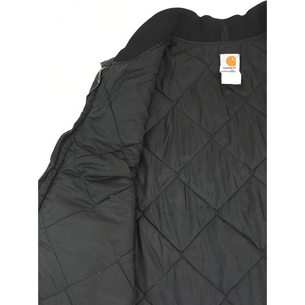 古着 90s USA製 Carhartt ブラック ダック 首リブ パデット ベスト 4XL