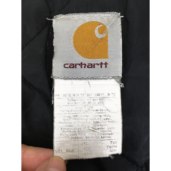 古着 90s USA製 Carhartt ブラック ダック 首リブ パデット ベスト 4XL