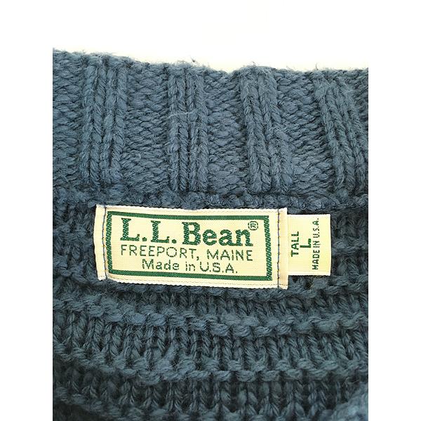 古着 80s USA製 LL Bean ランダム編 ローゲージ コットン ニット 
