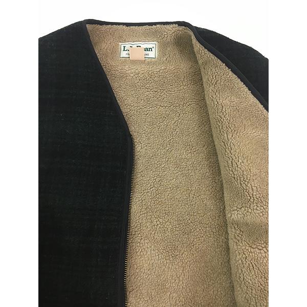 古着 90s USA製 LL Bean グリーン × ブラック チェック ボア フリース