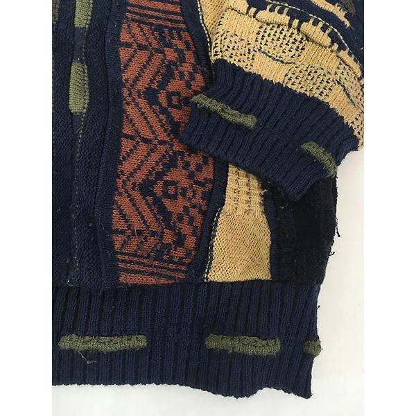 USA製 Protege 3Dニット セーター 総柄 立体刺繍 80s 90s USA製 Protege 3Dニット セーター 総柄 立体刺繍 80s 90s