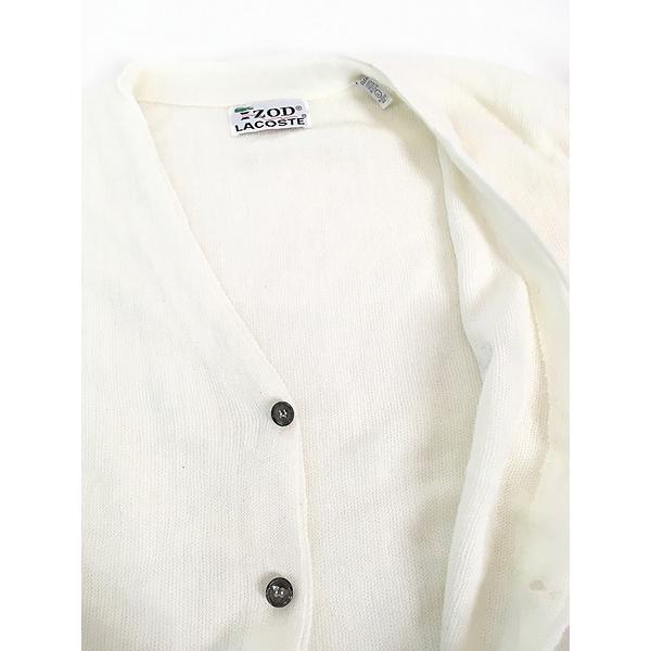 古着 70s IZOD LACOSTE ワニ パッチ アクリル ニット カーディガン 白