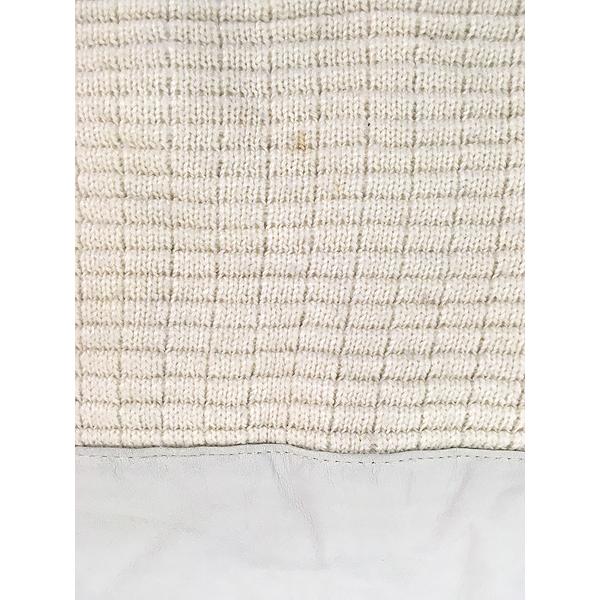 古着 90s SAXONY 本革 レザー × バイカラー アクリル ウール ニット