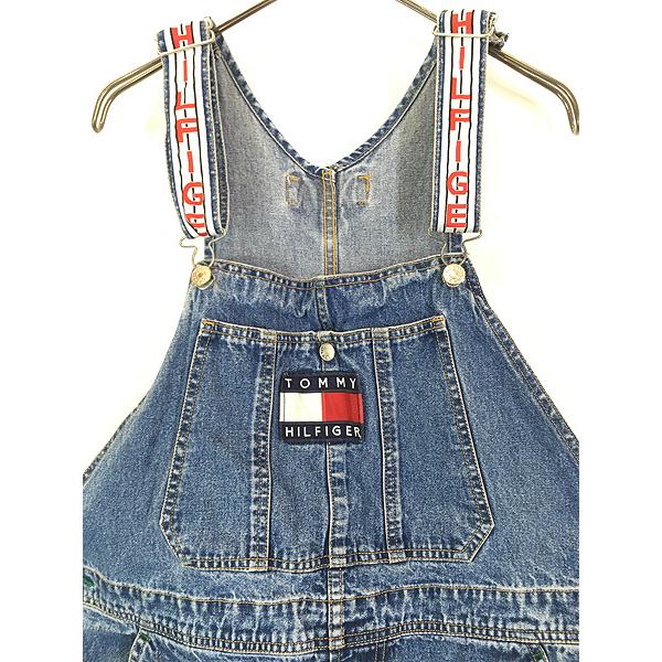 【90s】 JEANS デニムペインターオーバーオール  フラッグロゴ 古着 90s TOMMY JEANS フラッグ ロゴ パッチ デニム