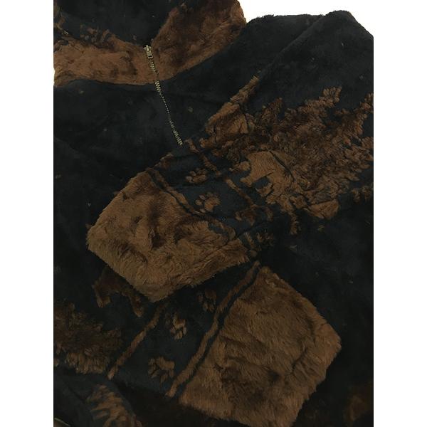 古着 90s USA製 MAZMANIA クマ 足跡 フリース ジャケット パーカー M