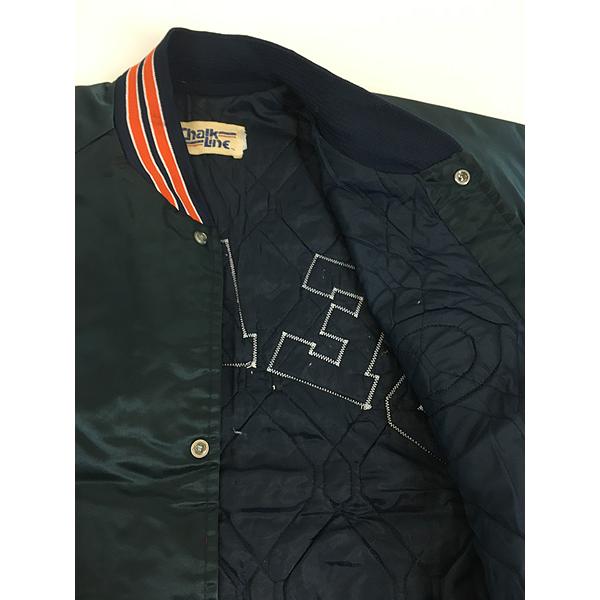古着 80s STARTER NFL Chicago Bears ベアーズ 光沢 サテン スタジャン ジャケット XL位 古着 古着 80s STARTER NFL Chicago Bears ベアーズ 光沢 サテン スタジャン