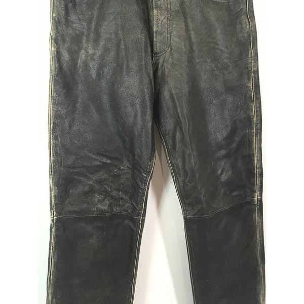 古着 90s パキスタン製 2BU WEAR 本革 カウハイド レザー パンツ ストレート W31 L34 古着 90s パキスタン製 2BU WEAR 本革 カウハイド レザー パンツ