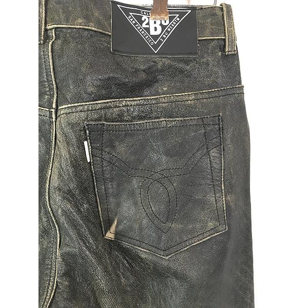 古着 90s パキスタン製 2BU WEAR 本革 カウハイド レザー パンツ