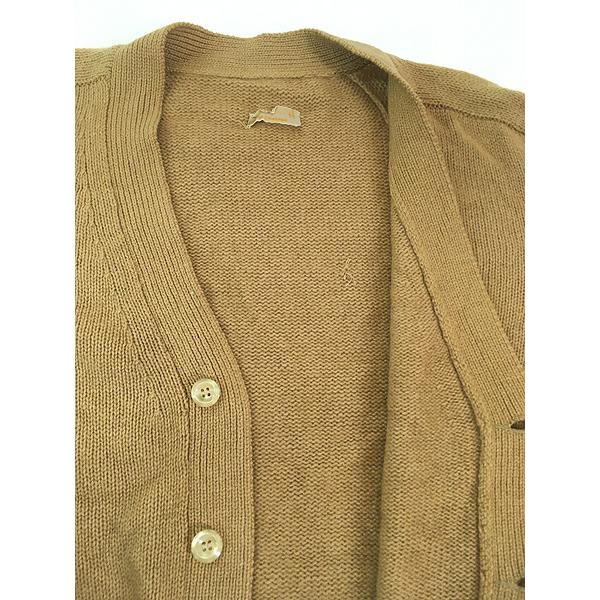 古着 60s パチポケ 豪華 100% キャメルヘア ニット カーディガン XL位
