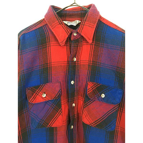 古着 80s USA製 FIVE BROTHER 3カラー バッファロー チェック ヘビー