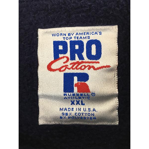 古着 90s USA製 Russell Pro Cotton 無地 ソリッド 前V セットイン 