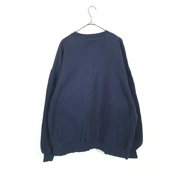 古着 90s USA製 Russell Pro Cotton 無地 ソリッド 前V セットイン ヘビー スウェット トレーナー ビッグサイズ ネイビー XXL?@ 古着 90s USA製 Russell Pro Cotton 無地 ソリッド 前V セットイン