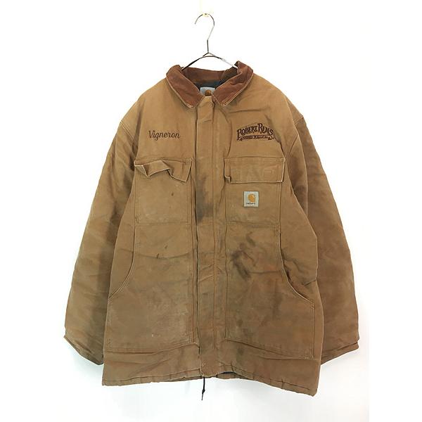 古着 90s USA製 Carhartt ブラウン ダック パデット トラディショナル 