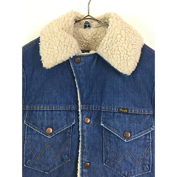 古着 70s USA製 Wrangler 「Wrange Coat」 濃紺 デニム ボア ランチ
