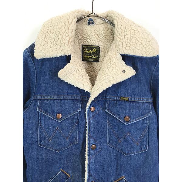 古着 70s USA製 Wrangler 「Wrange Coat」 濃紺 デニム ボア ランチ