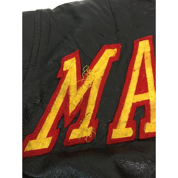 古着 90s 「MARINES」 USMC 星条旗 本革 オール レザー MA-1 フライト