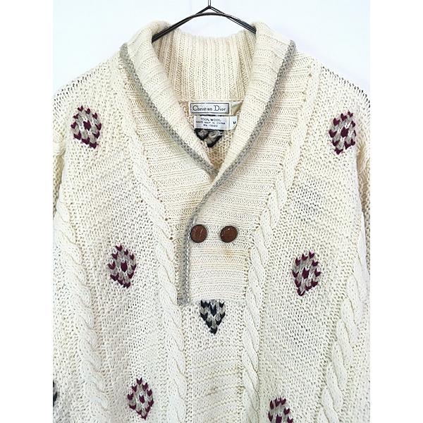 古着 90s Christian Dior ボタニカル フラワー 総柄 ダブル ネック