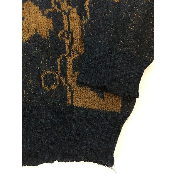 古着 80s Italy製 LANVIN ボタニカル フラワー ストライプ モック