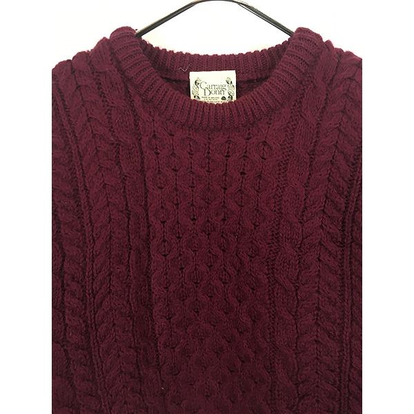 古着 80s Ireland製 Carraig Donn ローゲージ ウール アラン